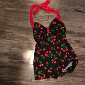 Pinup couture cherry swimsuit